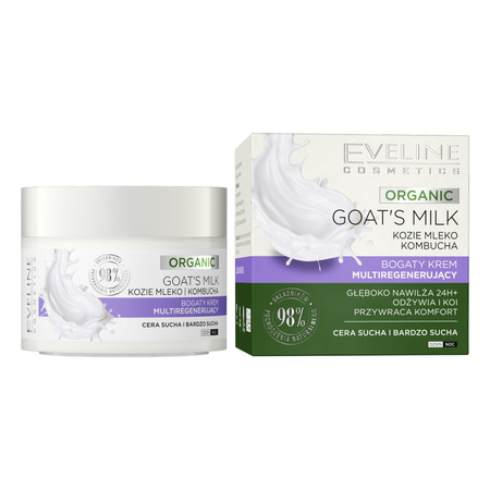 Eveline Organic Goat`s Milk Bogaty Krem multiregenerujący na dzień i noc - cera sucha i bardzo sucha 50ml